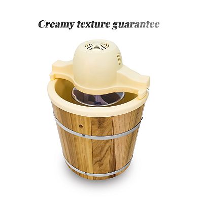 Elite Cuisine 4Qt. Old Fashioned Pine Bucket Electric Ice Cream Maker