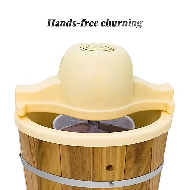 Elite Cuisine 4Qt. Old Fashioned Pine Bucket Electric Ice Cream Maker
