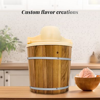 Elite Cuisine 4Qt. Old Fashioned Pine Bucket Electric Ice Cream Maker