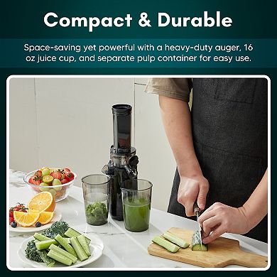 Elite Cuisine Compact Masticating Cold Press Slow Juicer