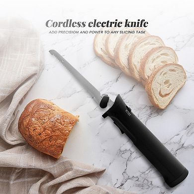 Elite Cuisine Cordless Rechargeable Carving Knife with Detachable Blades