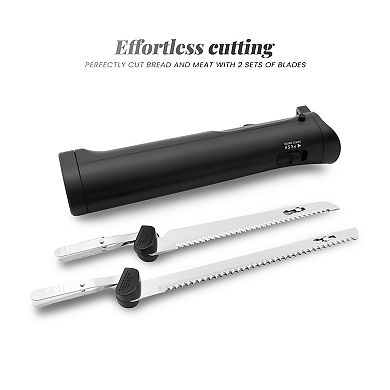 Elite Cuisine Cordless Rechargeable Carving Knife with Detachable Blades