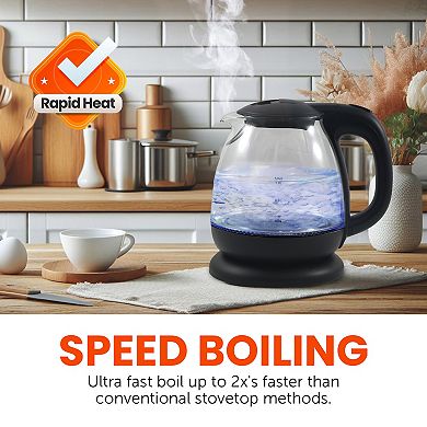 Elite Cuisine 1-Liter Electric Glass Water Kettle