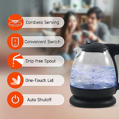 Elite Cuisine 1-Liter Electric Glass Water Kettle