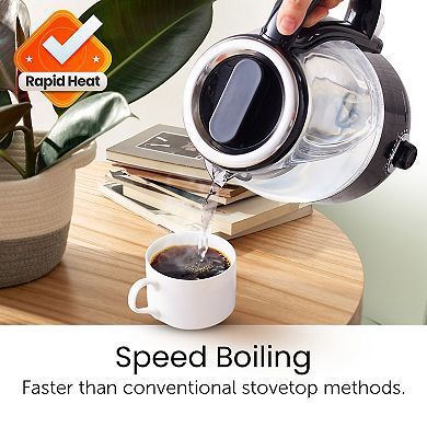 Elite Cuisine 1.25-qt. Adjustable Temperature Electric Honeypot Glass Kettle with Keep Warm