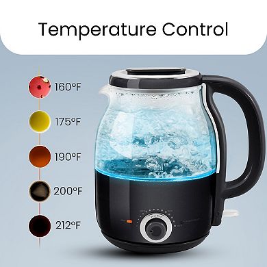 Elite Cuisine 1.25-qt. Adjustable Temperature Electric Honeypot Glass Kettle with Keep Warm