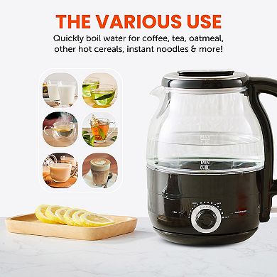 Elite Cuisine 1.25-qt. Adjustable Temperature Electric Honeypot Glass Kettle with Keep Warm