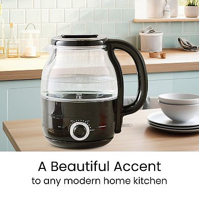Elite Cuisine 1.25-qt. Adjustable Temperature Electric Honeypot Glass Kettle with Keep Warm
