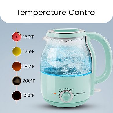 Elite Cuisine 1.25-qt. Adjustable Temperature Electric Glass Kettle with Keep Warm