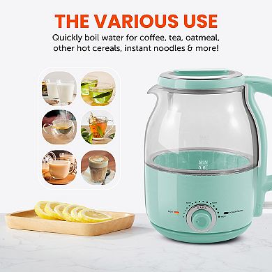 Elite Cuisine 1.25-qt. Adjustable Temperature Electric Glass Kettle with Keep Warm