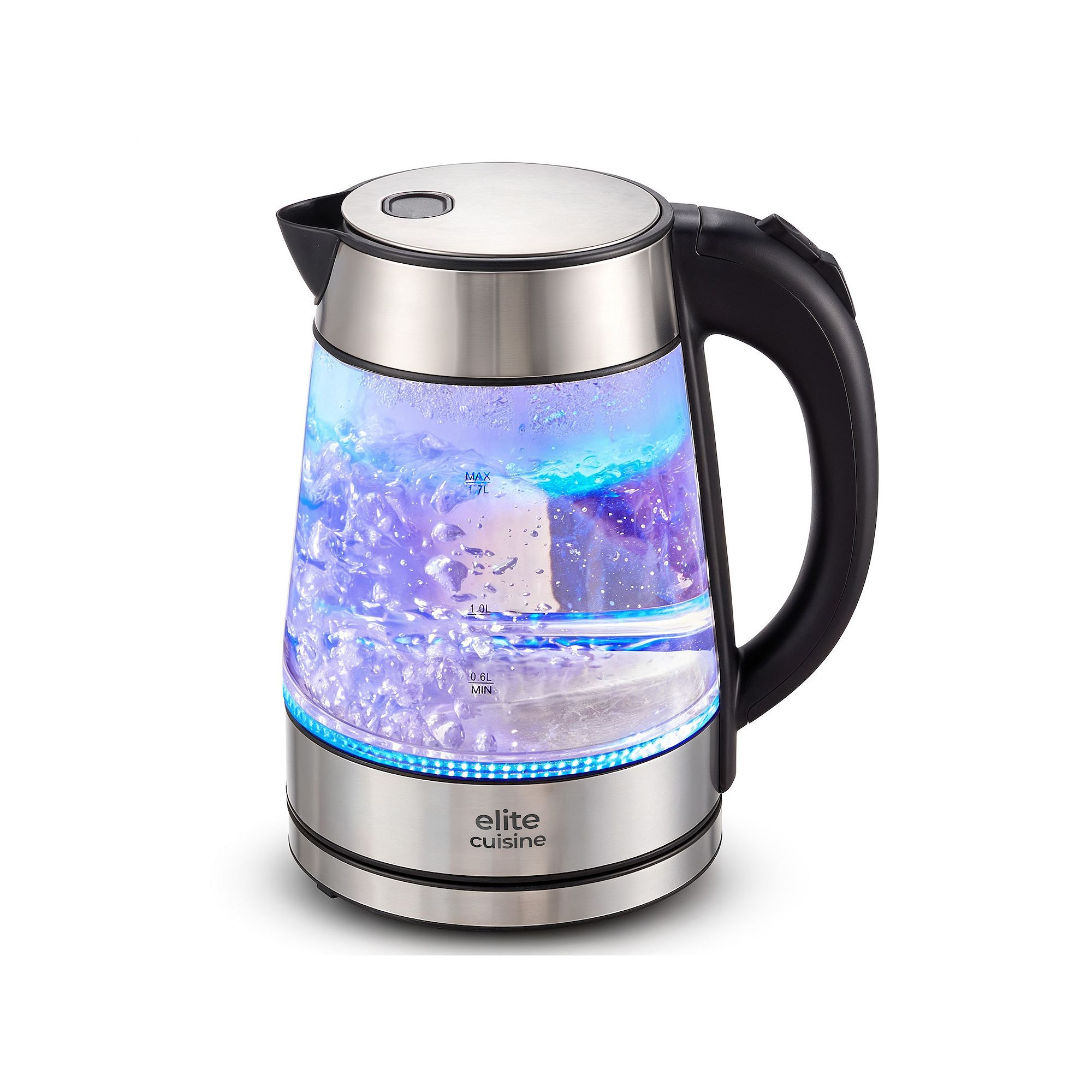 Elite Cuisine Cordless 1.8Qt Glass Kettle with Rapid Boil Technology, Black