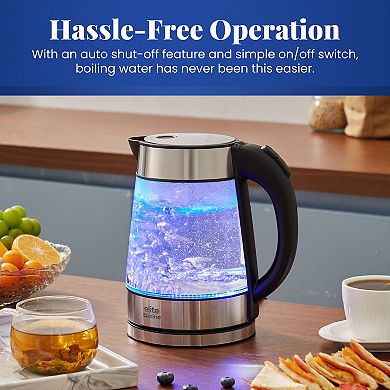 Elite Cuisine Cordless 1.8Qt Glass Kettle with Rapid Boil Technology