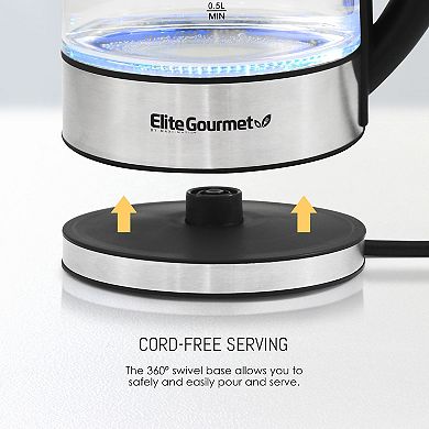 Elite Gourmet Glass Cordless Electric Digital Kettle