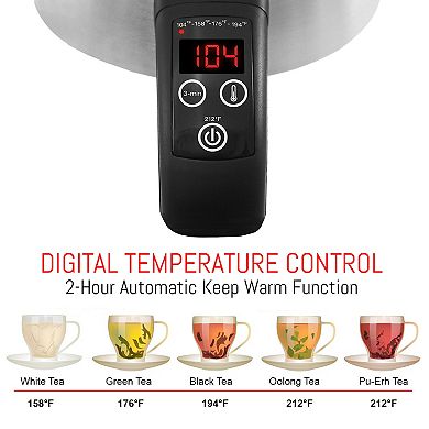Elite Gourmet Glass Cordless Electric Digital Kettle