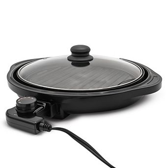 Elite Cuisine 11-inch Electric BBQ Grill with Tempered Glass Lid