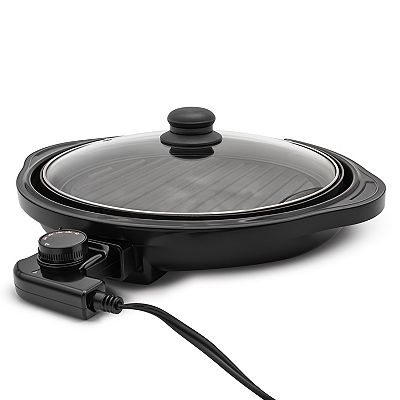 Elite Cuisine 11 inch Electric BBQ Grill with Tempered Glass Lid