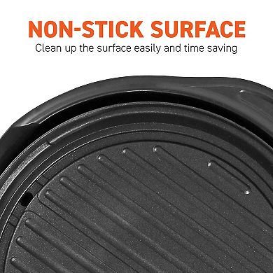 Elite Cuisine 11-inch Electric BBQ Grill with Tempered Glass Lid