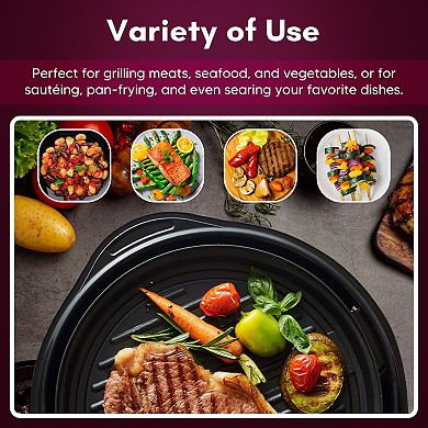 Elite Cuisine 11-inch Electric BBQ Grill with Tempered Glass Lid