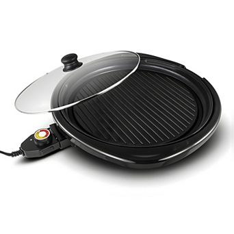 Elite Cuisine 14-inch Electric BBQ Grill with Tempered Glass Lid