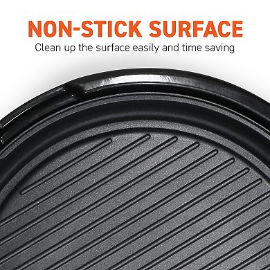 Elite Cuisine 14-inch Electric BBQ Grill with Tempered Glass Lid
