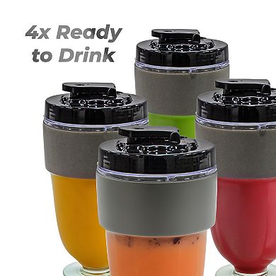 Elite Cuisine 17 Piece Personal Drink Blender with 4 x 16oz. Travel Cups