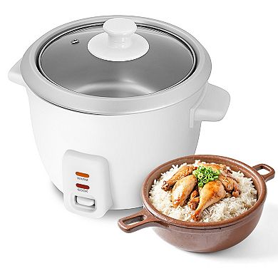 Elite Cuisine 6-Cup Rice Cooker with Glass Lid