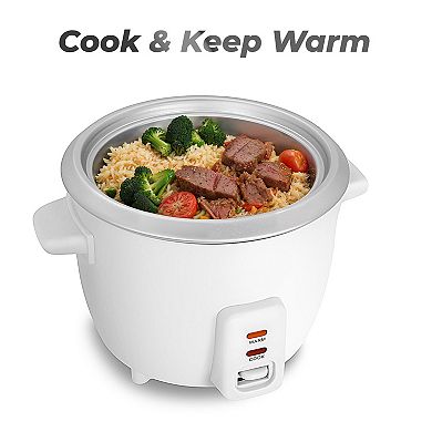 Elite Cuisine 6-Cup Rice Cooker with Glass Lid
