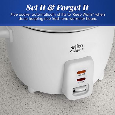 Elite Cuisine 6-Cup Rice Cooker with Glass Lid
