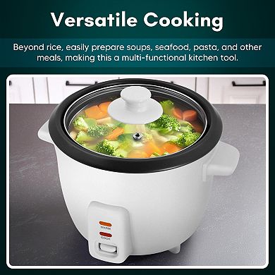 Elite Cuisine 6-Cup Non-Stick Rice Cooker with Steam Tray