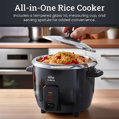 Elite Cuisine 6-cup Rice Cooker with 304 Stainless-Steel Inner Pot