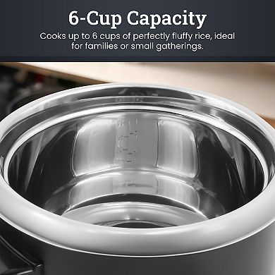 Elite Cuisine 6-cup Rice Cooker with 304 Stainless-Steel Inner Pot