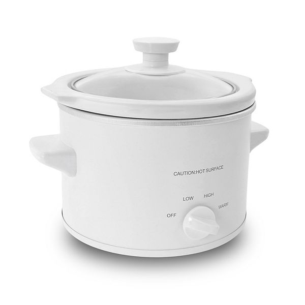 Elite Cuisine 1.5Qt. Mini Slow Cooker with Adjustable Settings and Keep Warm - White