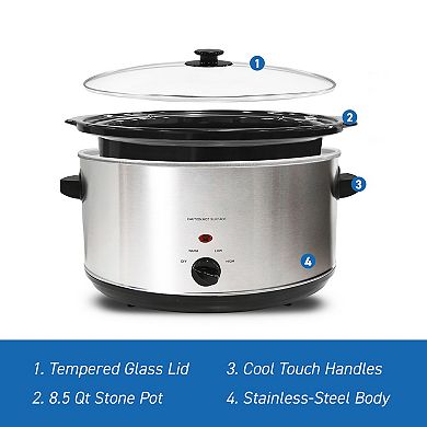 Elite Cuisine 8.5-qt. Stainless Steel Slow Cooker