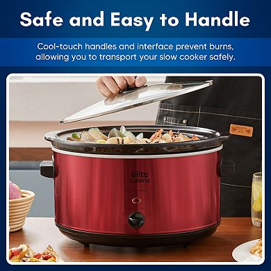 Elite Cuisine 8.5Qt. Stainless Steel Slow Cooker with Adjustable Settings and Keep Warm