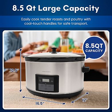 Elite Cuisine 8.5Qt. Stainless Steel Programmable Slow Cooker