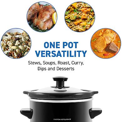 Elite Cuisine 2Qt. Slow Cooker with Adjustable Settings and Keep Warm