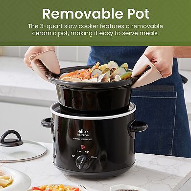 Elite Cuisine 2Qt. Slow Cooker with Adjustable Settings and Keep Warm
