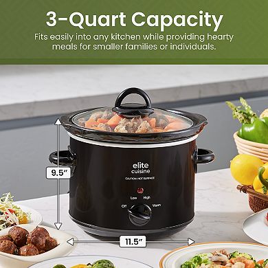 Elite Cuisine 2Qt. Slow Cooker with Adjustable Settings and Keep Warm