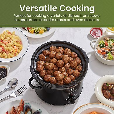 Elite Cuisine 2Qt. Slow Cooker with Adjustable Settings and Keep Warm