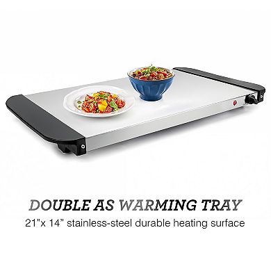Elite Cuisine 7.5Qt. Stainless Steel Electric Buffet Server Food Warmer with 3 Trays