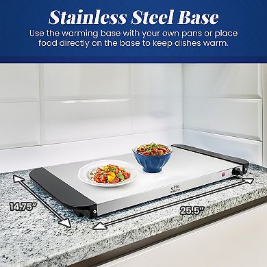 Elite Cuisine 7.5Qt. Stainless Steel Electric Buffet Server Food Warmer with 3 Trays