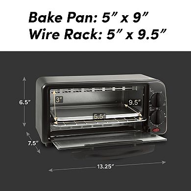 Elite Cuisine 2 Slice Toaster Oven with Time and Temp Knobs