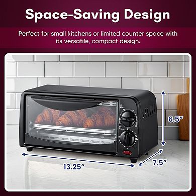 Elite Cuisine 2 Slice Toaster Oven with Time and Temp Knobs
