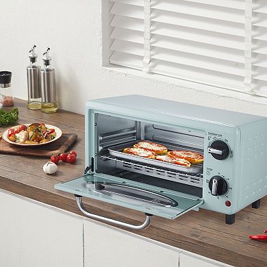 Elite Cuisine 50's Diner Style 2-Slice Toaster Oven with Time and Temp Knobs