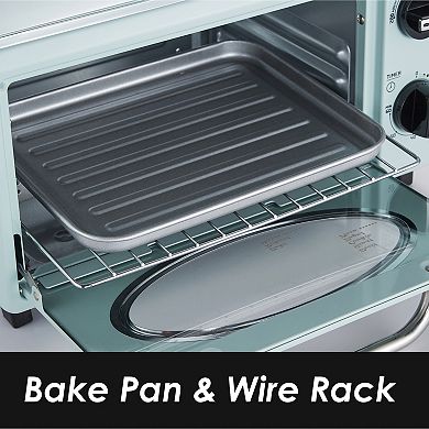 Elite Cuisine 50's Diner Style 2-Slice Toaster Oven with Time and Temp Knobs
