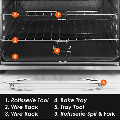 Elite Cuisine French Door Oven with Rotisserie, Convection and Separate Top and Bottom Heating Controls