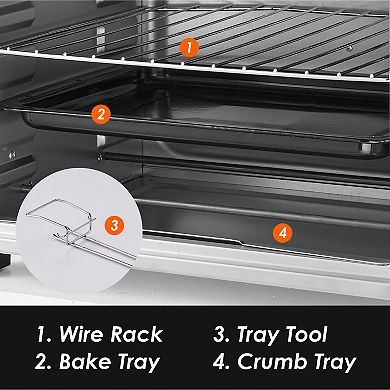 Elite Cuisine French Door Toaster Oven fits 12" Pizza, Stainless Steel