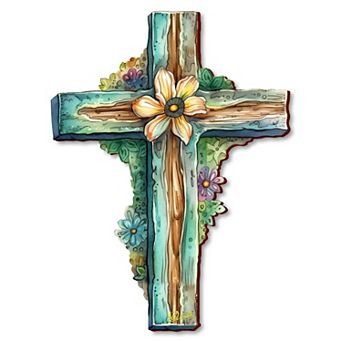 Teal Wooden Cross By G. Debrekht