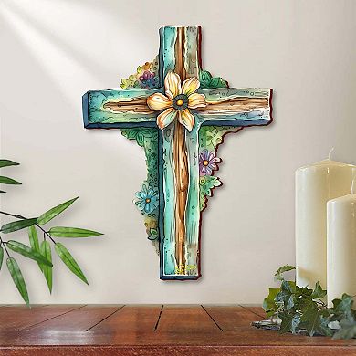 Teal Wooden Cross By G. Debrekht