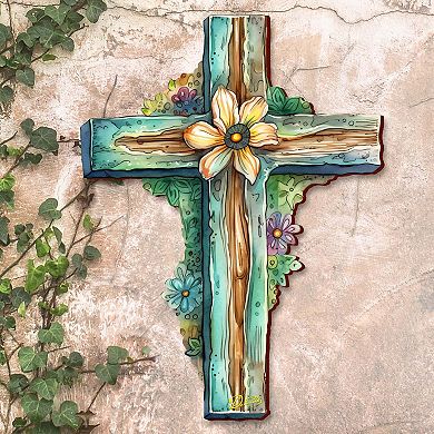 Teal Wooden Cross By G. Debrekht
